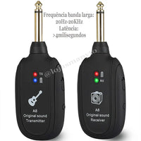 Transmissor Sem Fio Para Guitarra - Violão e Baixo - Transmitter A8 Plus