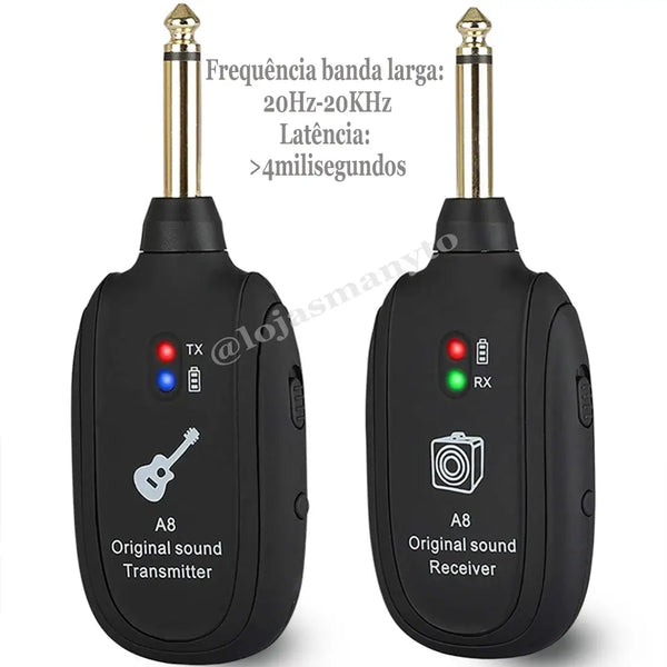 Transmissor Sem Fio Para Guitarra - Violão e Baixo - Transmitter A8 Plus
